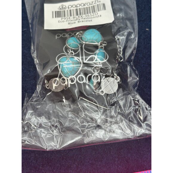 Paparazzi Silver-Tone Bracelet With Blue Turquoise-Style Stones - Picture 3 of 3